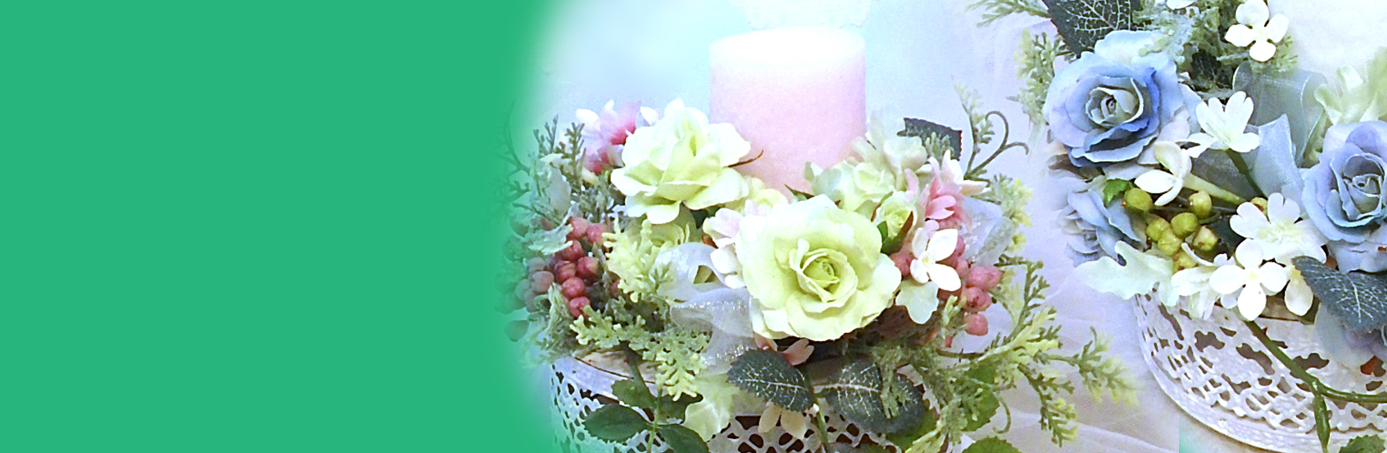 アーティフィシャルフラワー　キャンドルアレンジメント